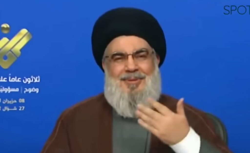 המחבל המחוסל חסן נסראללה. צילום: מסך רשתות ערביות