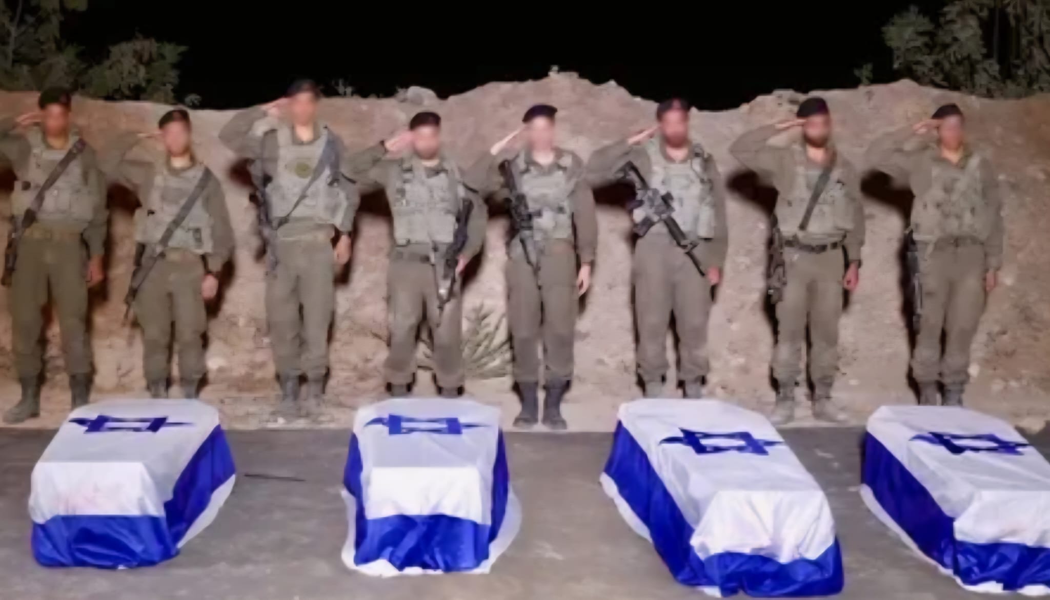 ארונות החטופים החללים הגיבורים ז"ל. צילום: דובר צה"ל