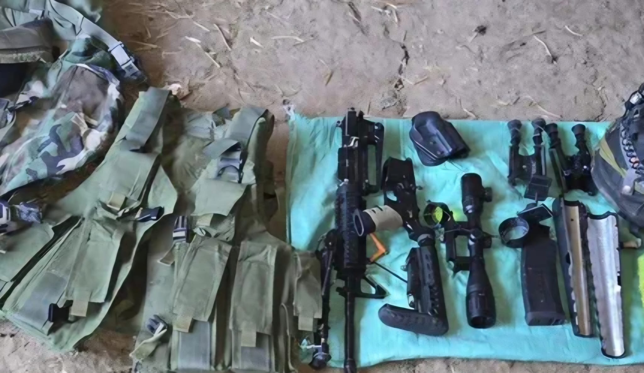 הנשקים אשר נתפסו. צילום: דובר צה"ל
