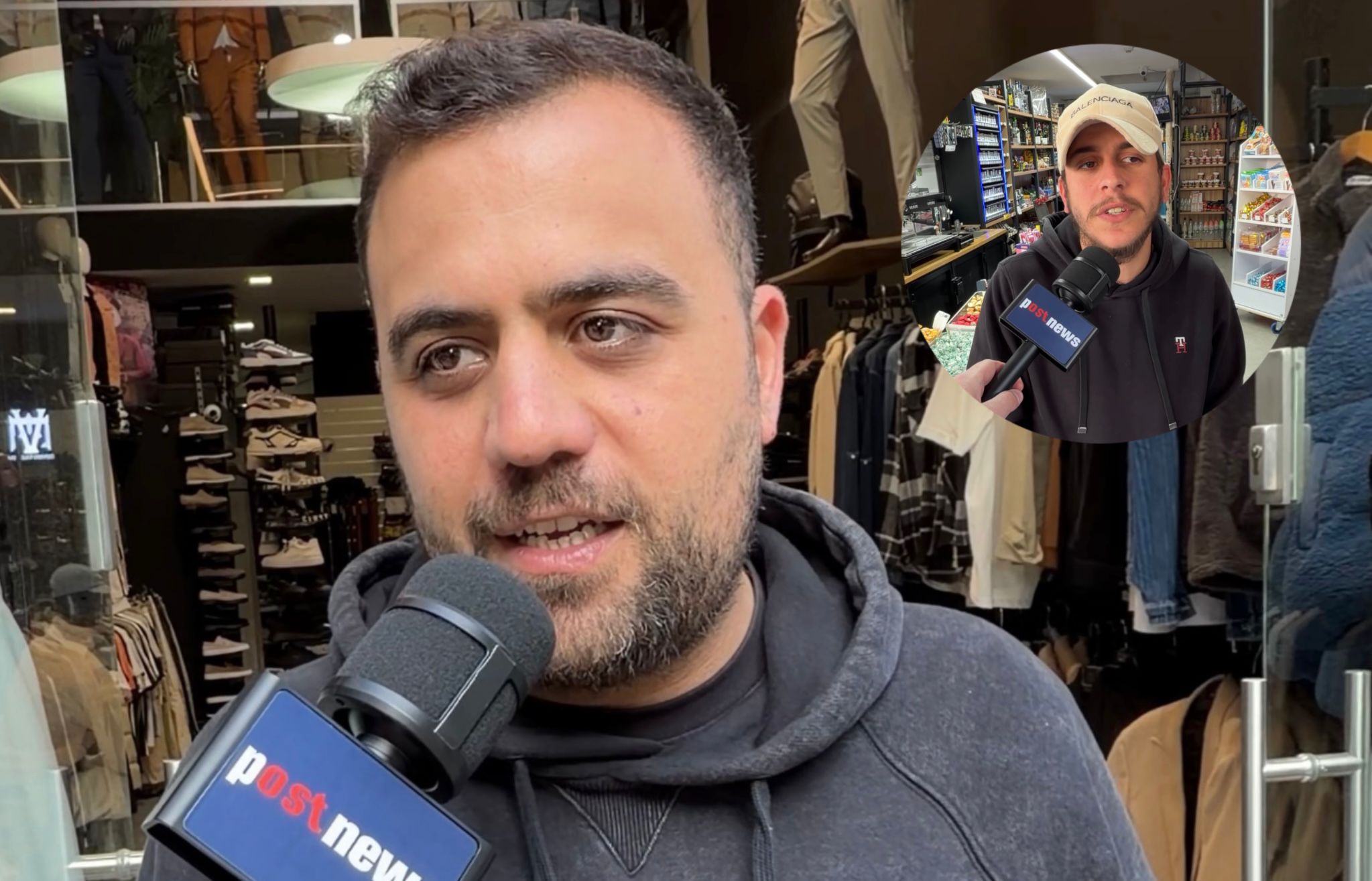 "תוזילו את הארנונה לעסקים בזמן המלחמה". בן רבני, אופנת "דון ריקרדו" ברח' הרצל המרכזי. צילום: מערכת "פוסט ניוז"