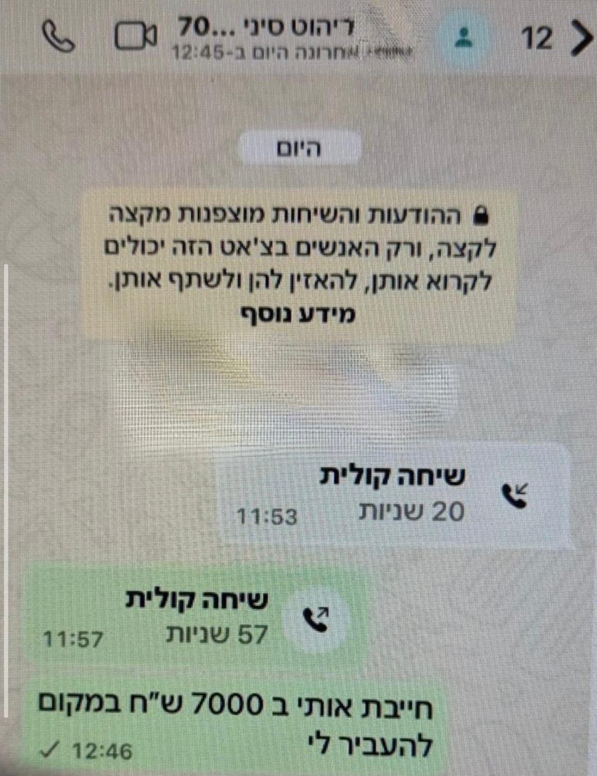 חלק מהשיחות של העוקצים עם הקורבנות. צילום: מסך רשתות חברתיות