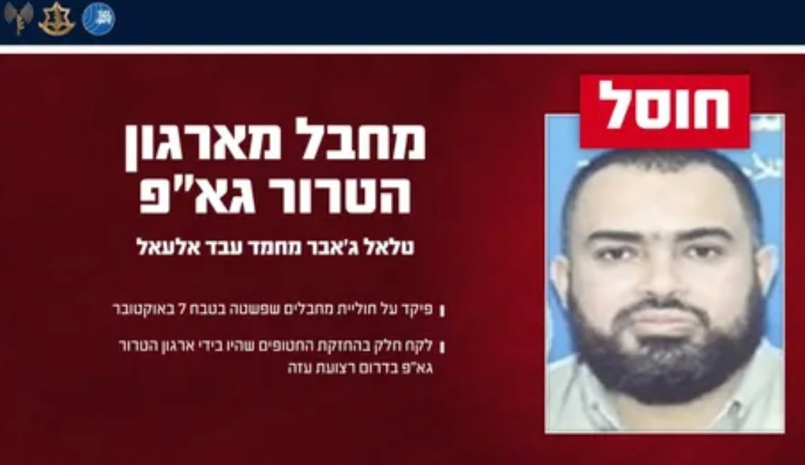 המחבל המחוסל. צילום: דובר צה"ל